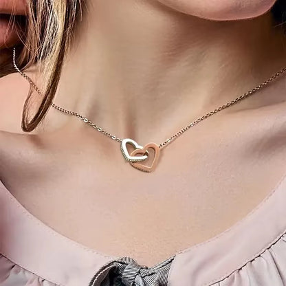 To My Daughter Christmas Gift New Girl Interlocking Hearts Women Stainless Steel Necklace 2024 New Jewelry Dropshipping