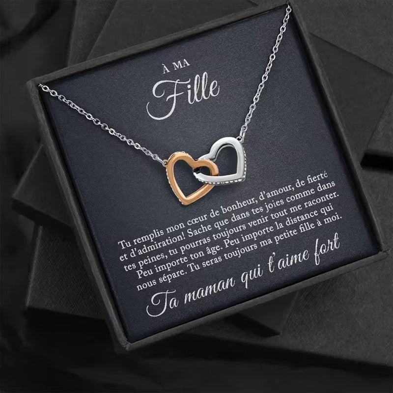 To My Daughter Christmas Gift New Girl Interlocking Hearts Women Stainless Steel Necklace 2024 New Jewelry Dropshipping