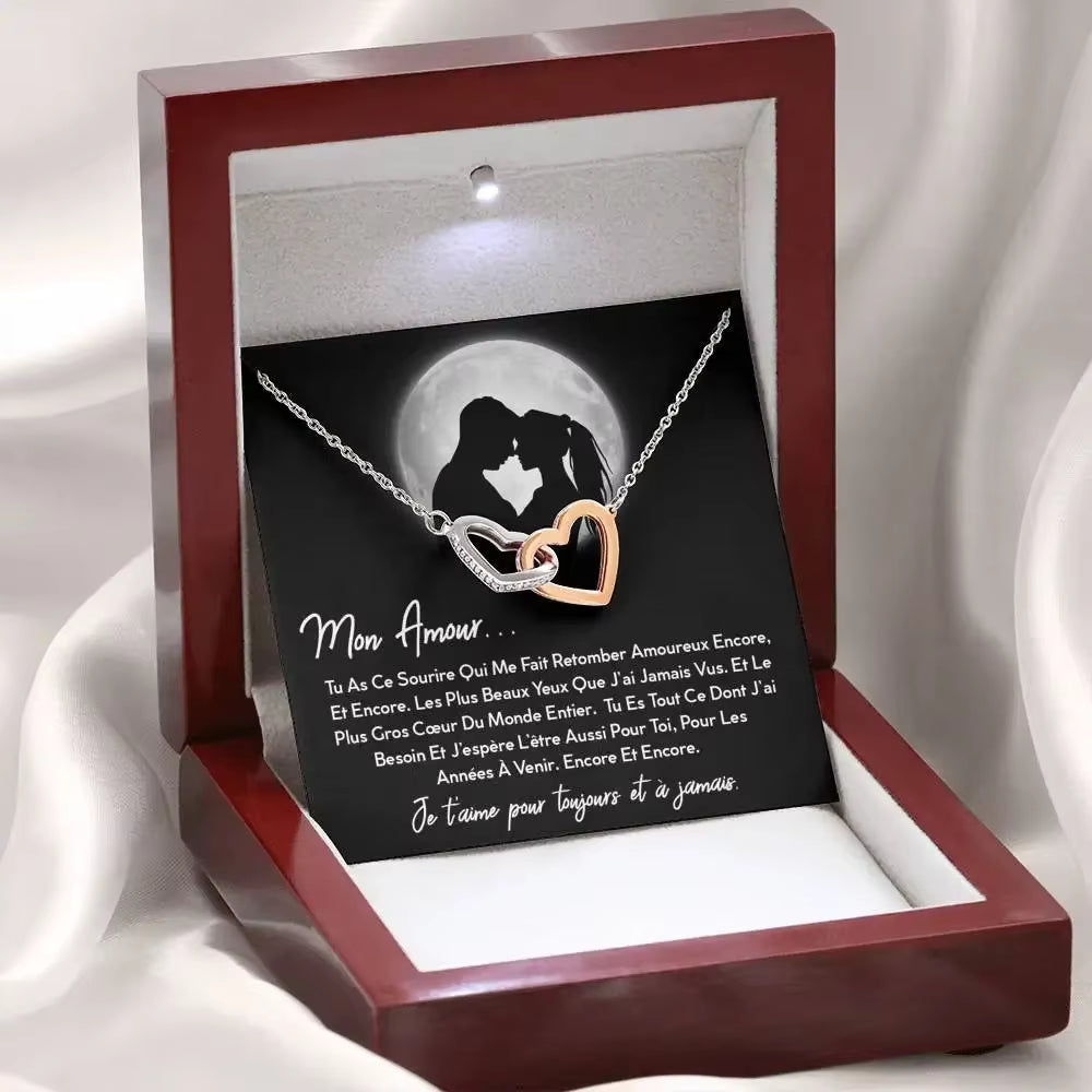 To My Love Wife Gift Necklaces New Stainless Steel Metal Women Love Double Heart Pendant Necklace for Birthday Dropshipping