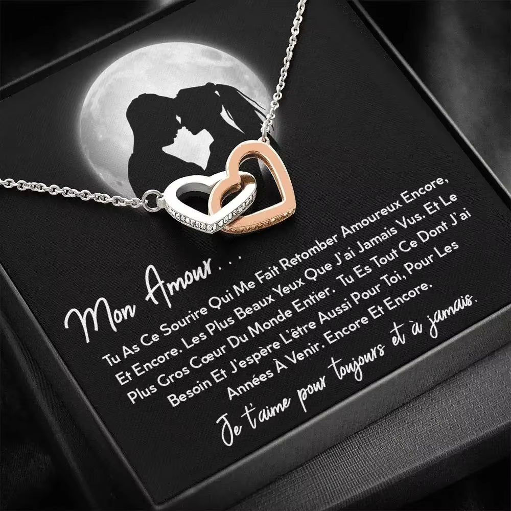 To My Love Wife Gift Necklaces New Stainless Steel Metal Women Love Double Heart Pendant Necklace for Birthday Dropshipping